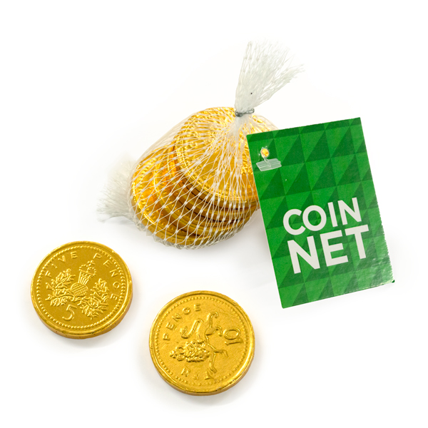 Promotional branded chocolate coin net
